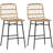 Rattan Counter Height Bar Stools Set of 2 Barstools with Back-1737675382