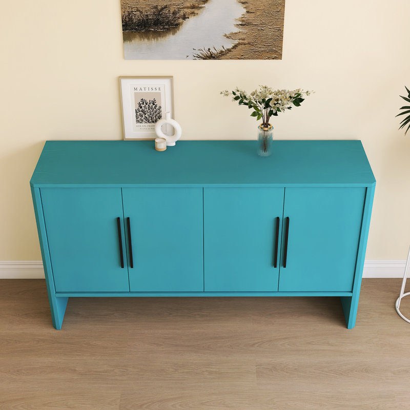 Buffet avec 4 portes et tablettes réglables, Bleu