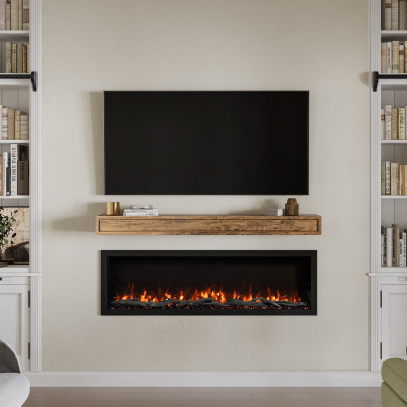 Lotta Wood Fireplace Mantel Shelf - Simple Transitional Design with Grooved Picture Frame Details, Chocolate Stain, 48"