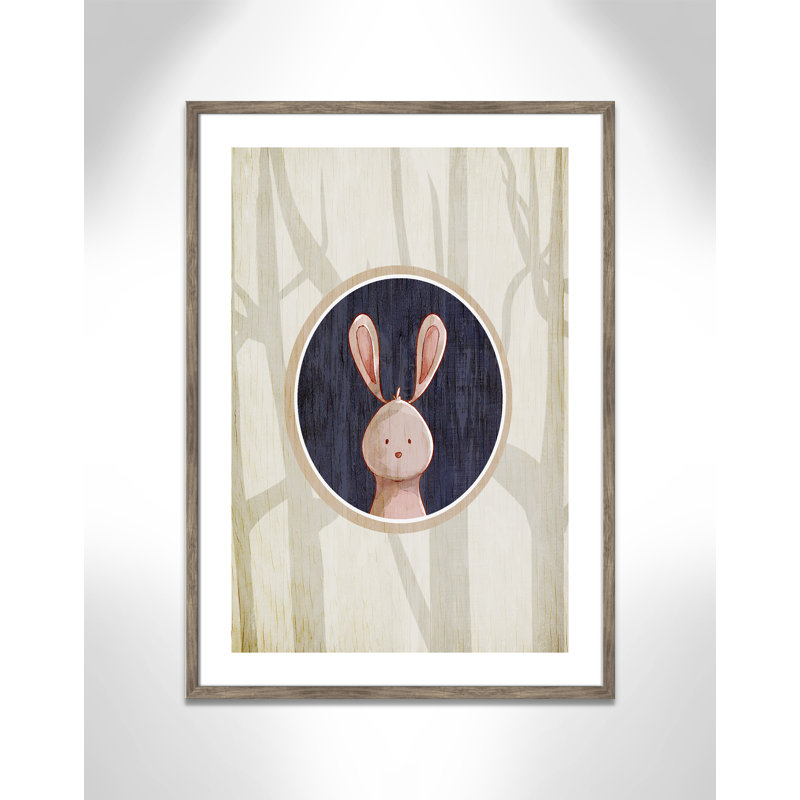 «Juvenile Forest Animals», impression sur papier, H 34,5 po x l 24,5 po x P 1,18 po, Encadré de boîte de grange gris