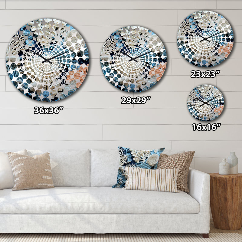 Horloge murale bord de mer sous l'eau et coraux bleus I, Très grand