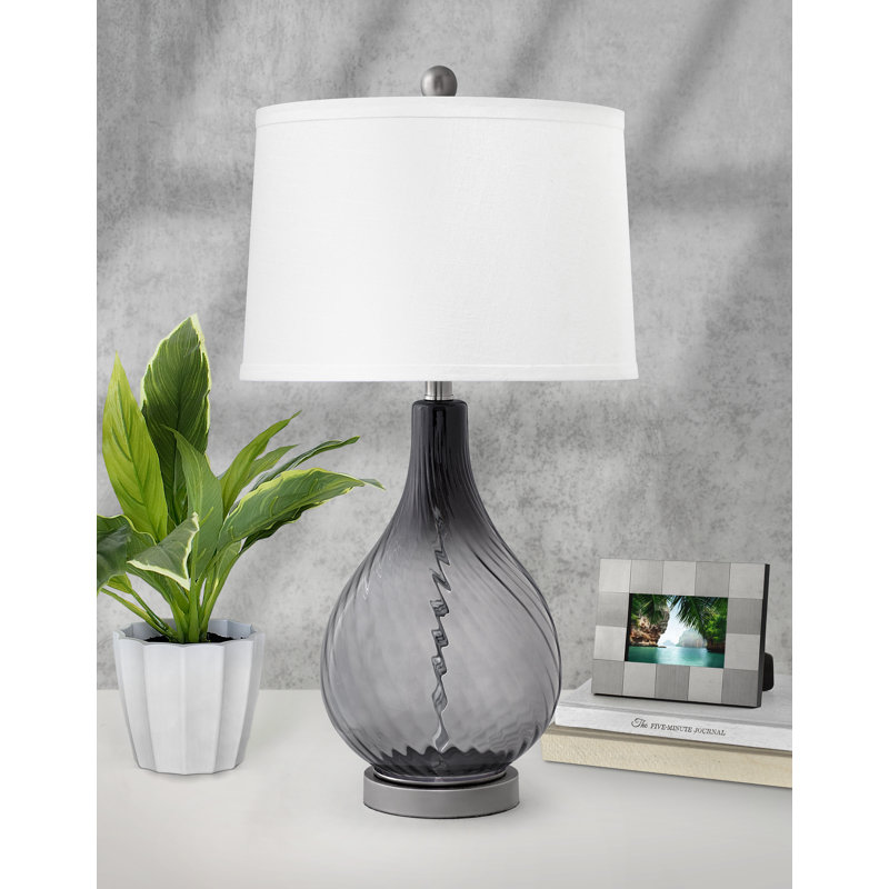 Lampe de table en verre tourbillon fumée 27 po Olbia