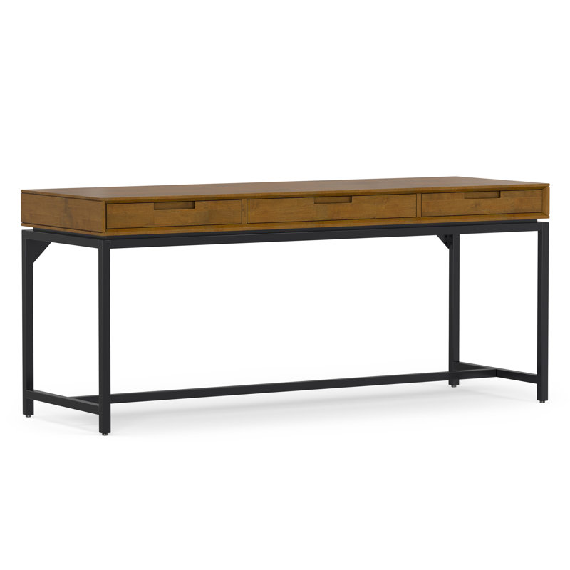 Bureau d'écriture en bois massif avec plateau pour clavier Lars, H 31,50 po x l 72 po x P 24 po, Brun / noir