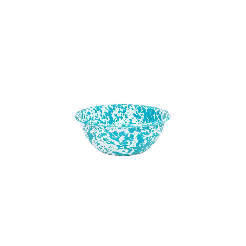 Crow Canyon Enamelware Splatter Cereal Bowls, Yellow, Turquoise