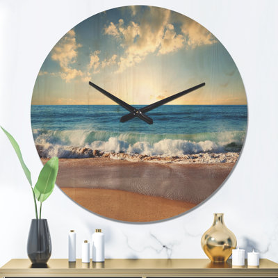 Horloge murale en bois Sea Sunset