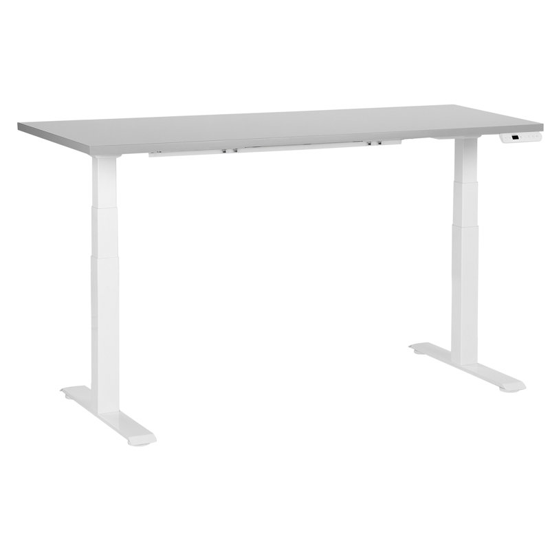 Luff Adjustable Metal Base Standing Desk, White, 128cm H x 160cm W x 72cm D, Grey