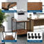 Spacieux support pour imprimante sous chariot de bureau réglable 1 tablette 20 pouces 2 couches brun