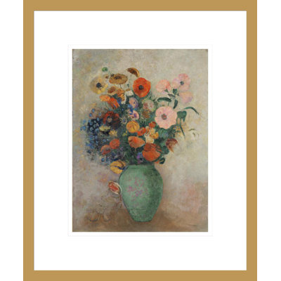 «Bouquet of Flowers in a Green Vase» par Odilon Redon, impression giclée sur cadre