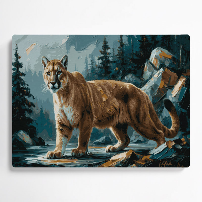 «Big Cats Canadian Cougar», art mural en métal gris, H 20 po x l 24 po
