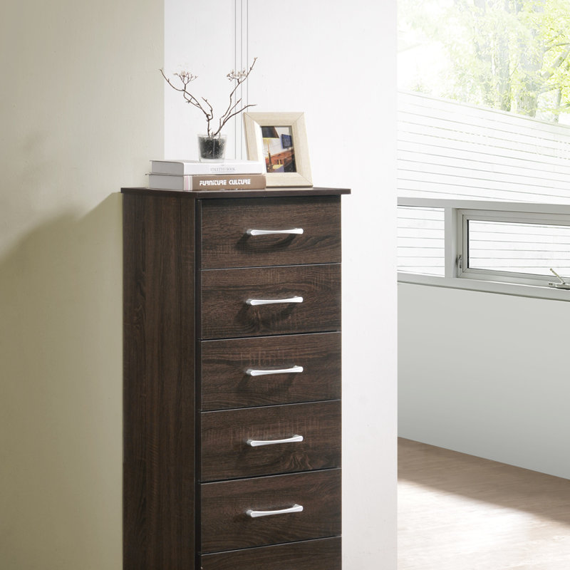 Commode à lingerie Boston G025-LC, commode en wengé, commode haute, Brun