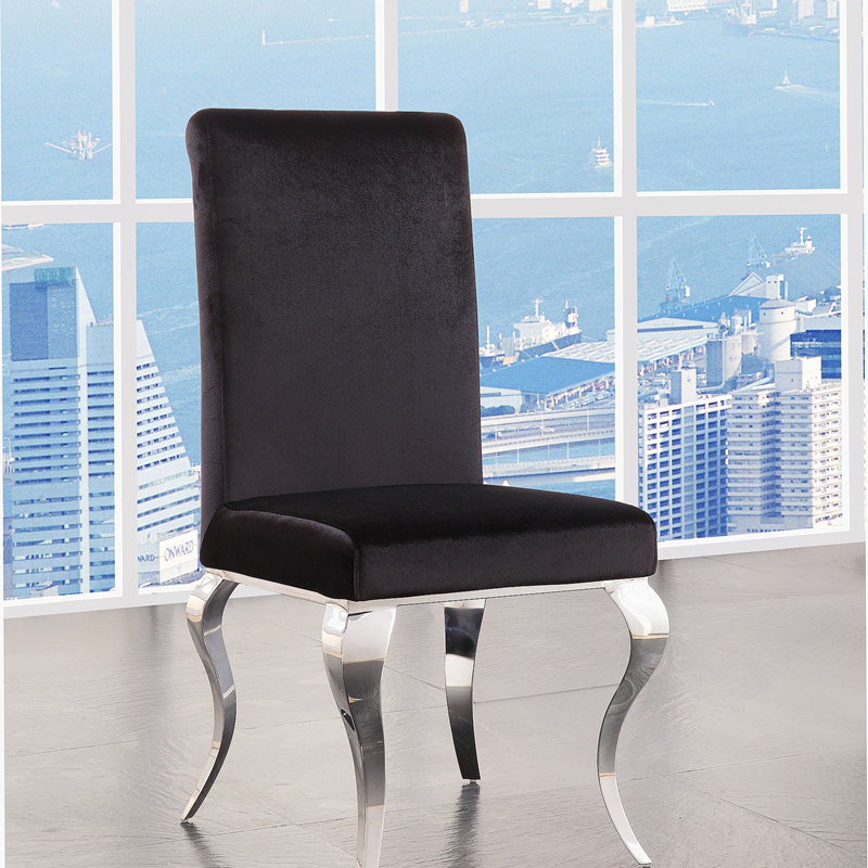 Chaise d'appoint en tissu noir et acier inoxydable (ensemble de 2)