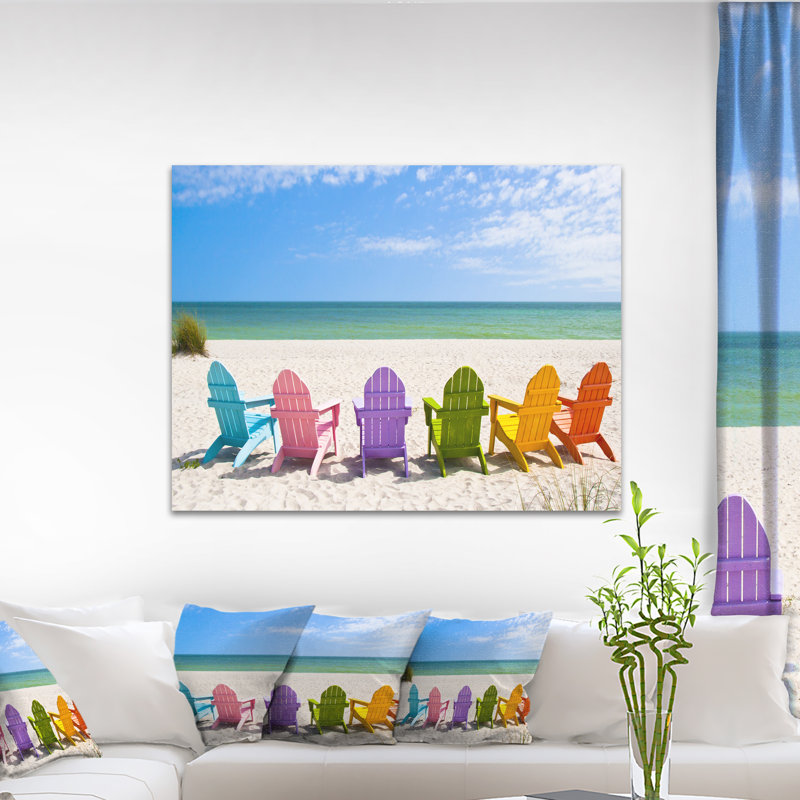 Photographie de plage, art mural, chaises Adirondack, reproduction côtière - chaises de plage Adirondack, L 20 po x H 12 po