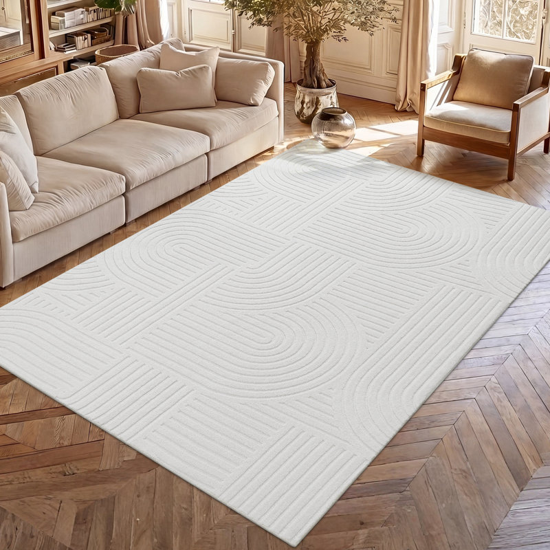 Machine Washable Non-Slip Oriental Area Rug, Rectangle 5' x 7', White