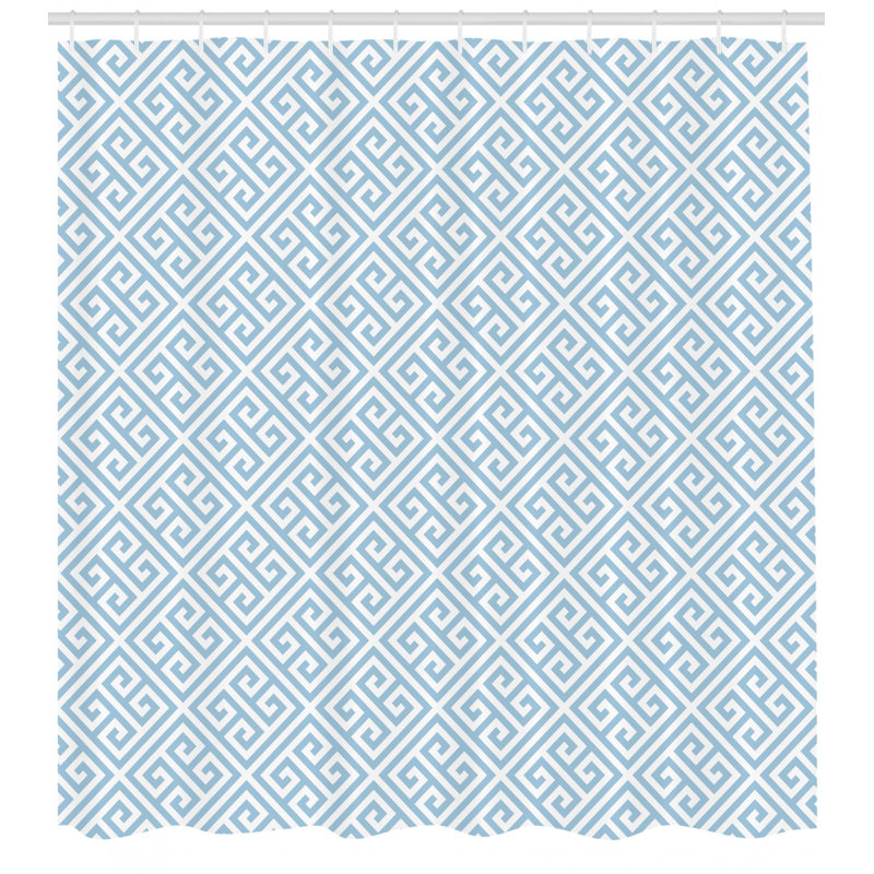 Geometric Shower Curtain with Hooks Included, 75" H x 69" W, Pale Blue