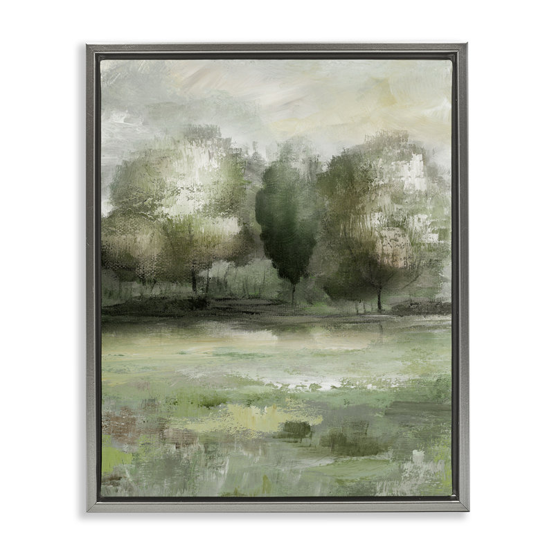 Cadre flottant Into The Brush Landscape, design par Nan, H 31 po x l 25 po, Cadre flottant gris lustré