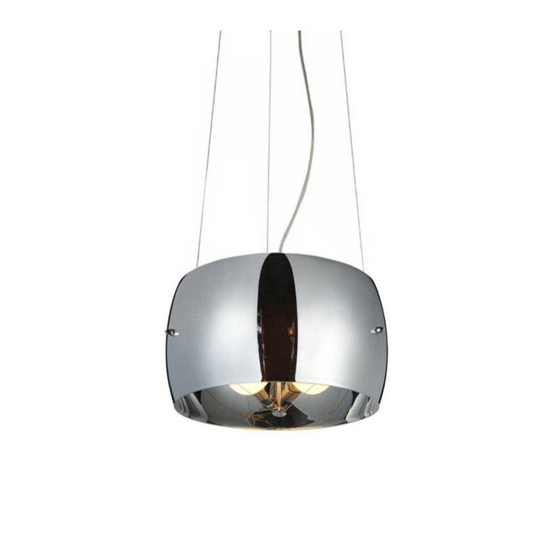 Cosmo 3 - Light Chrome Drum Pendant, Chrome, 20cm H x 52 cm W x 52cm D