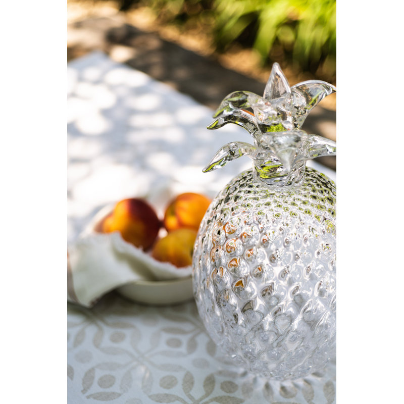 Handmade Glass Pineapple Figurine, 7.75" H x 4.25" W x 4.25" D