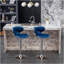 Masaccio Velvet Upholstered Adjustable Swivel Barstool, Set Of 2, Blue-43166714
