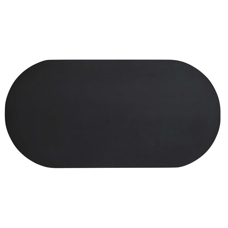 Caspian 72" Black Oval Concrete Dining Table with Double Pedestal Base