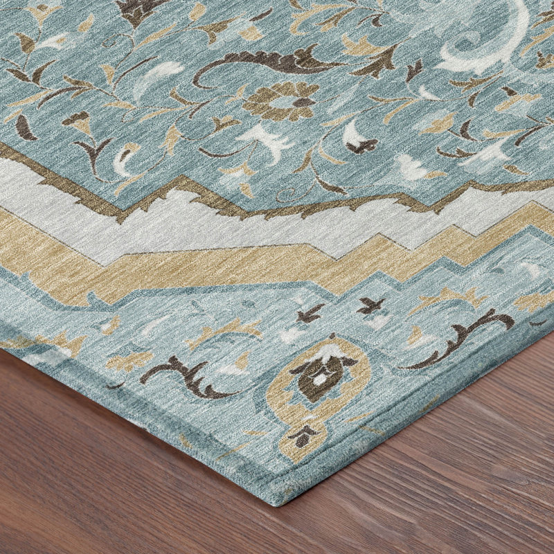 Machine Washable Indoor/Outdoor Chantille ACN2715 Global Rug, Teal, 10' x 14'