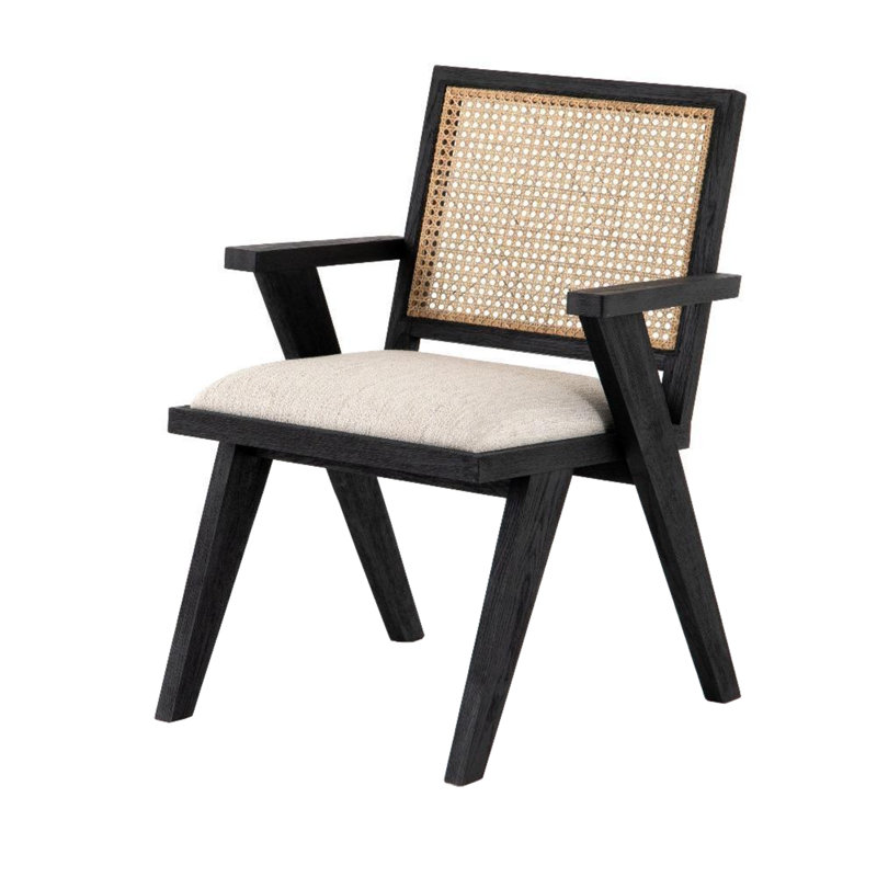 Chaise avec accoudoirs à dossier en lattes Mourya