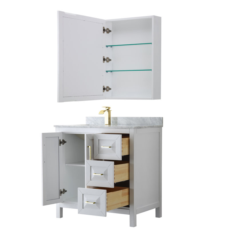 Daria 36'' W Single Vanity, White/Gold