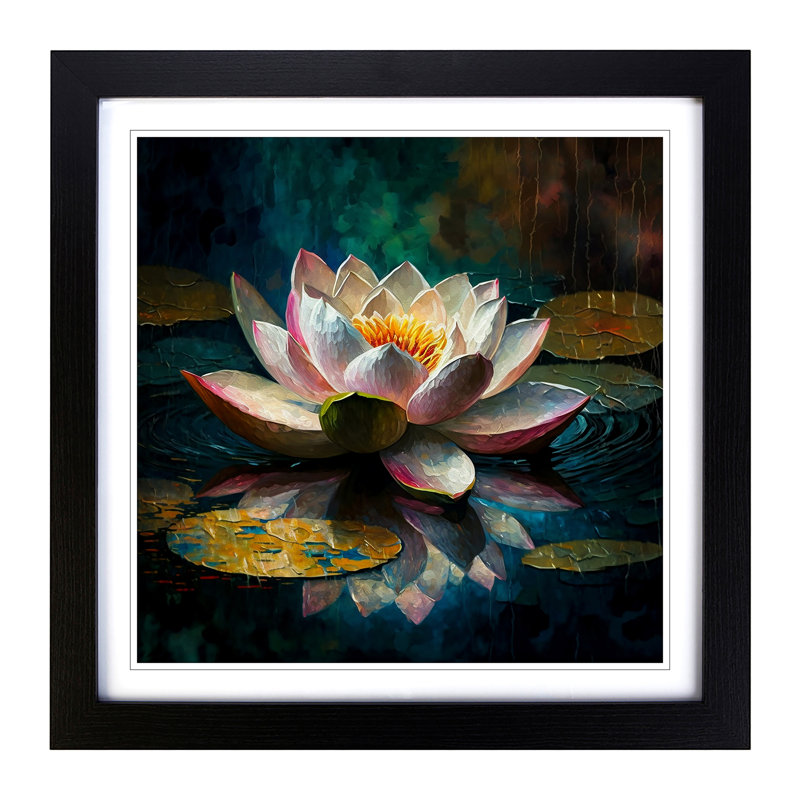 Lotus Flower Neo-Impressionism No.1 - Framed Print, Black