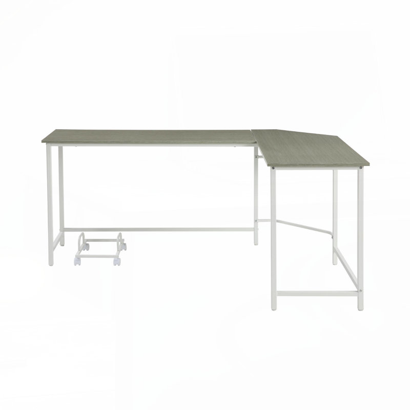 L-Shape Rectangular Computer Desk, Gray and White