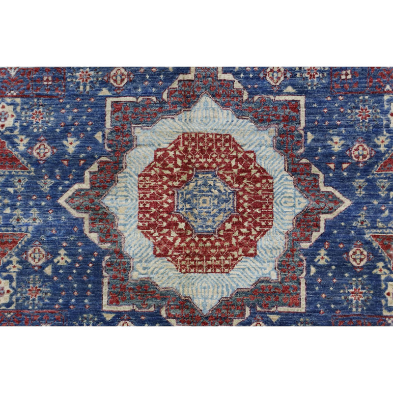 Tapis bleu noué à la main de haute qualité