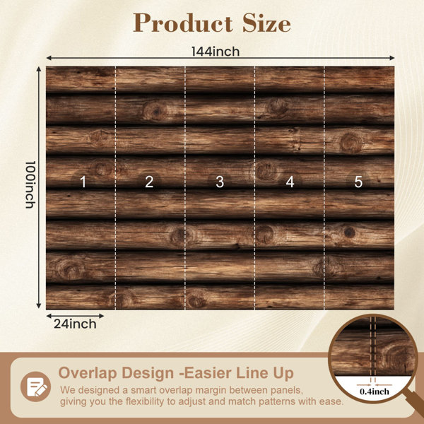 Red Barrel Studio Peel and Stick Wallpaper natural wood log cabin wall ...