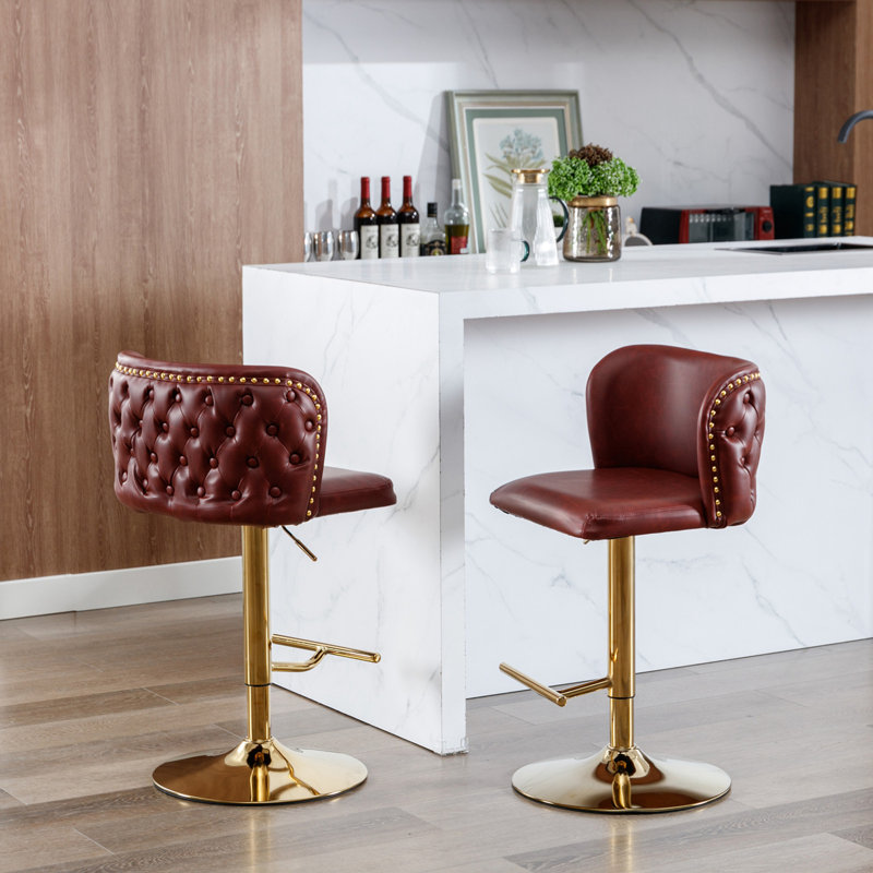 Tabouret de bar pivotant à hauteur réglable, Or, Bourgogne
