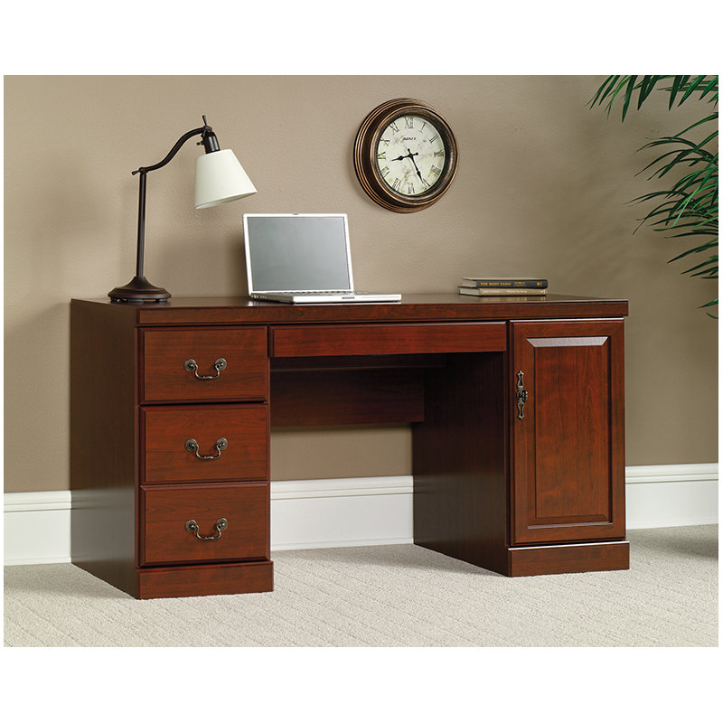 Cherry Finish Computer Credenza Desk