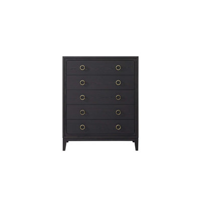 Commode 5 tiroirs avec feutre et tiroirs doublés de cèdre, finition poivre pour des solutions de rangement modernes