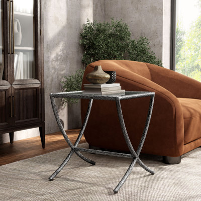 Mathis Modern Hammered Metal Side Table