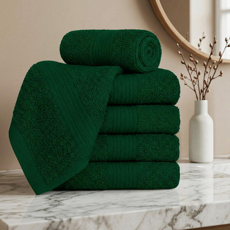 100% Cotton Washcloth 12 x 12 Inch Highly Absorbent, Green