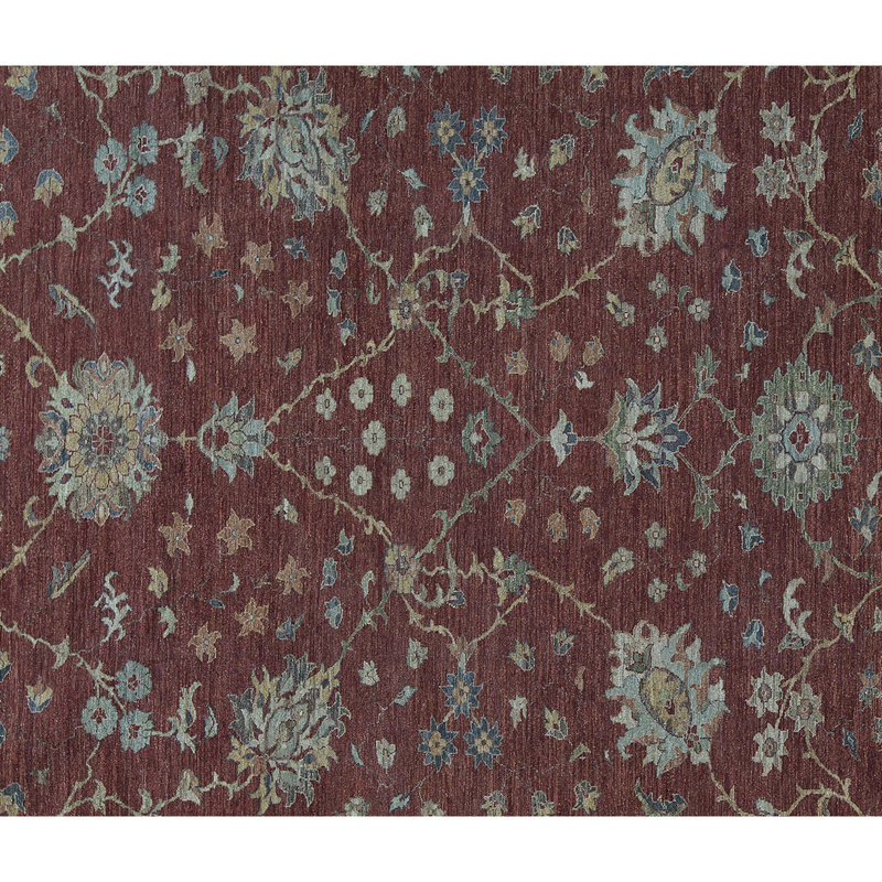 Tapis rouge et beige noué à la main de haute qualité