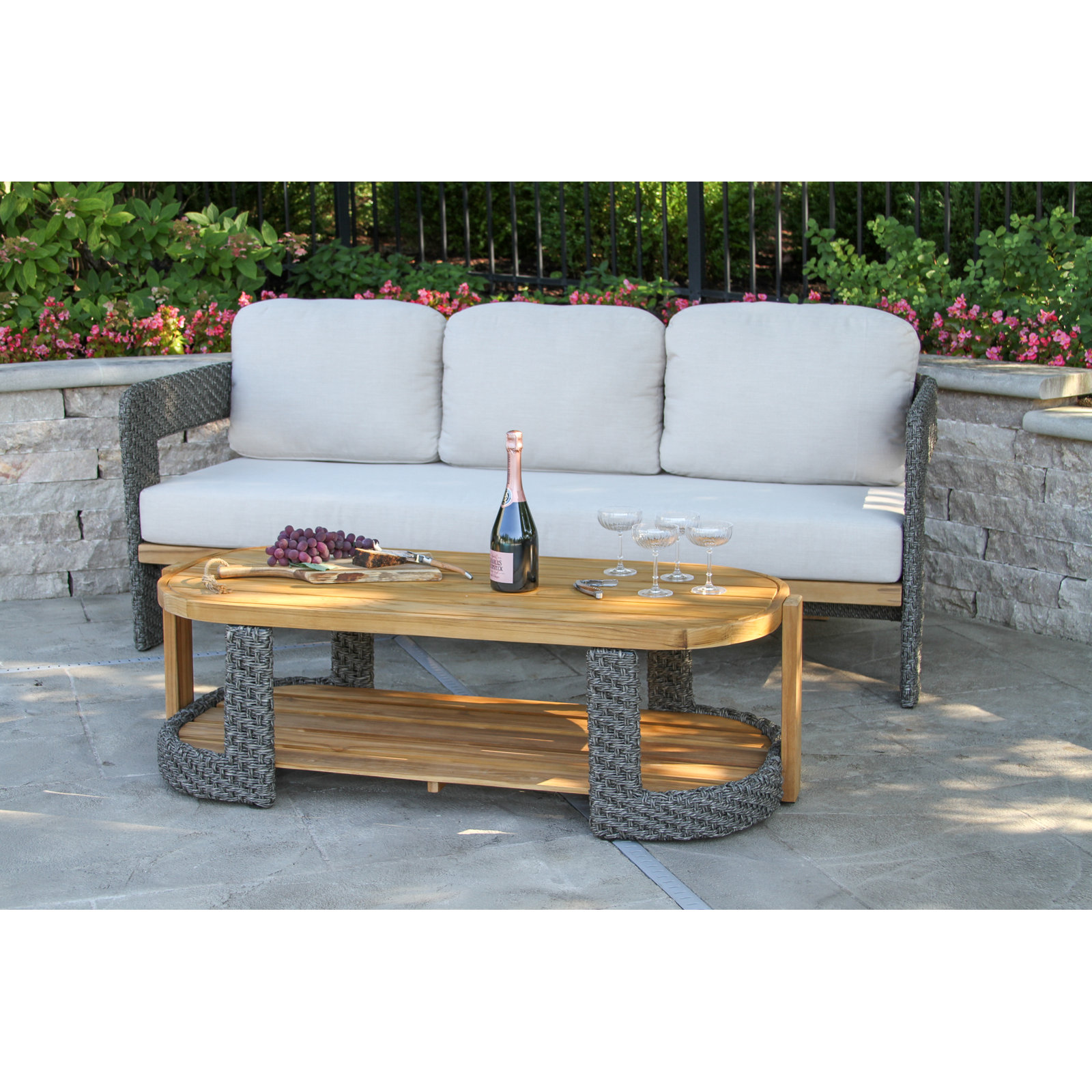 Estate Teak & Wicker Outdoor Coffee Table