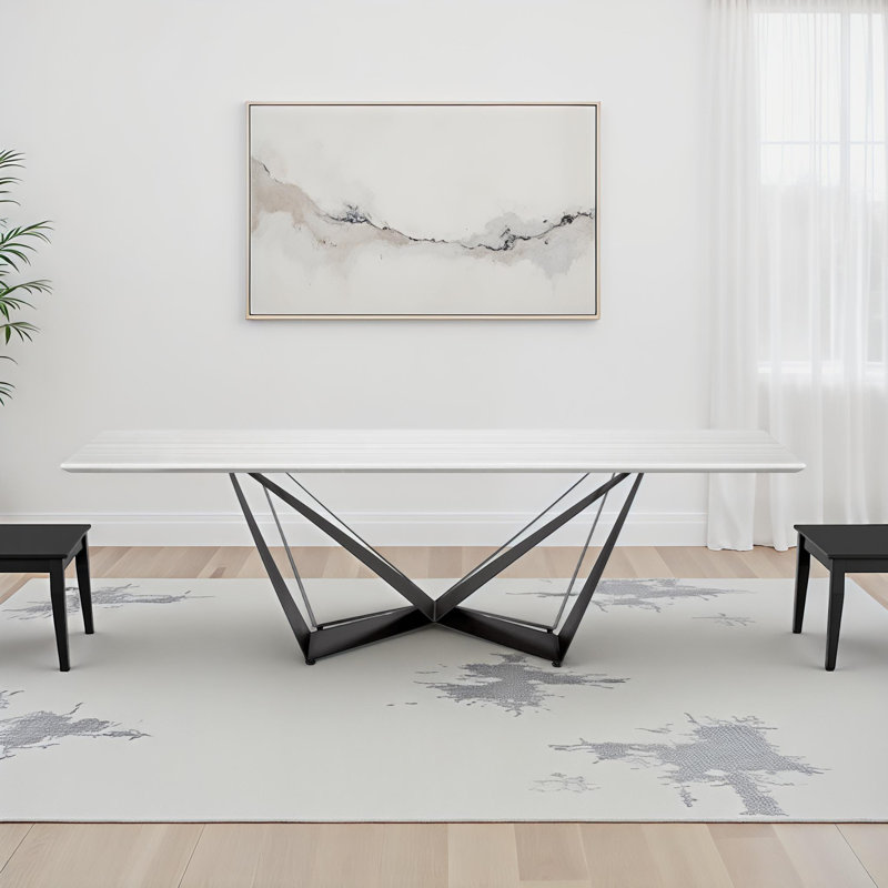 Bertella Marble Top Metal Base Dining Table