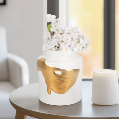 Contemporary Tall Vase for Home Decor – Decorative Flower Vase Perfect for Kitchen Counter Accessory, Tabletop Decor, or Office Accent – White