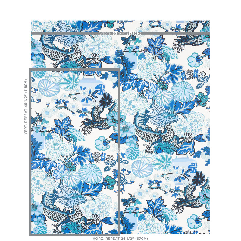 Chiang Mai Indoor/Outdoor Fabric, China Blue