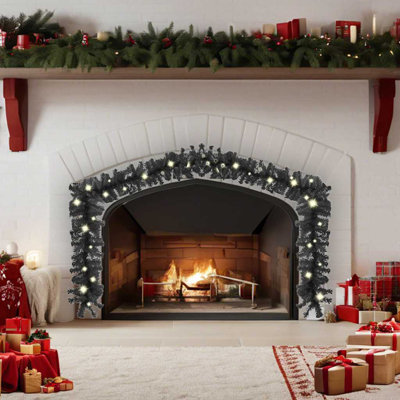 Black Christmas Garland Decoration Artificial Xmas Garland with LED Lights