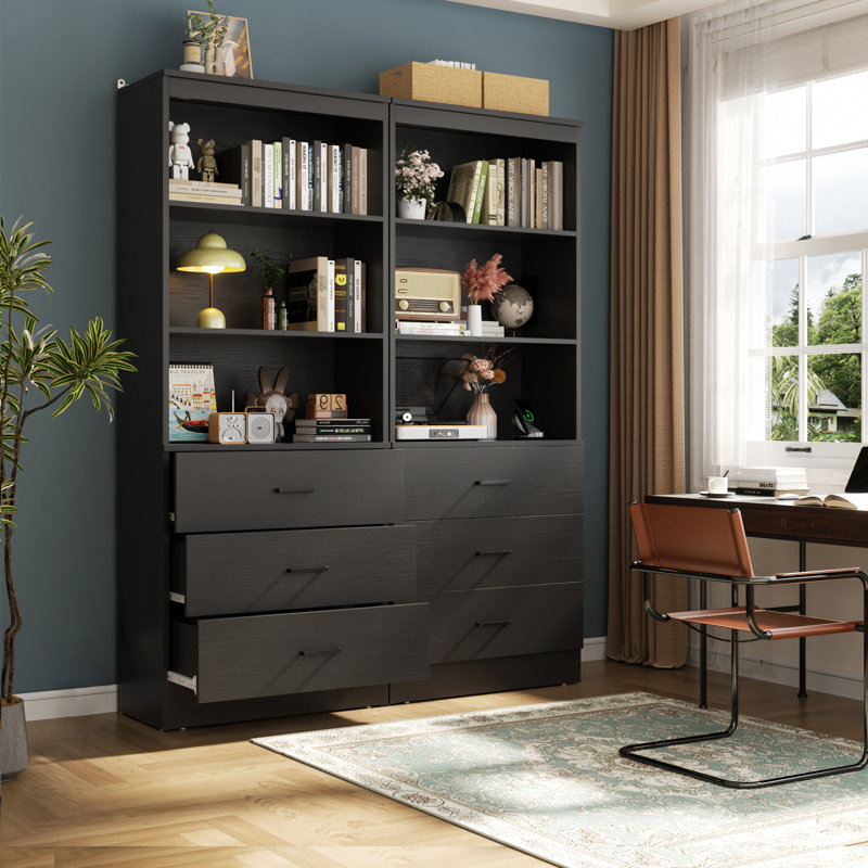 23.6" Closet System with Wooden Drawers, Black