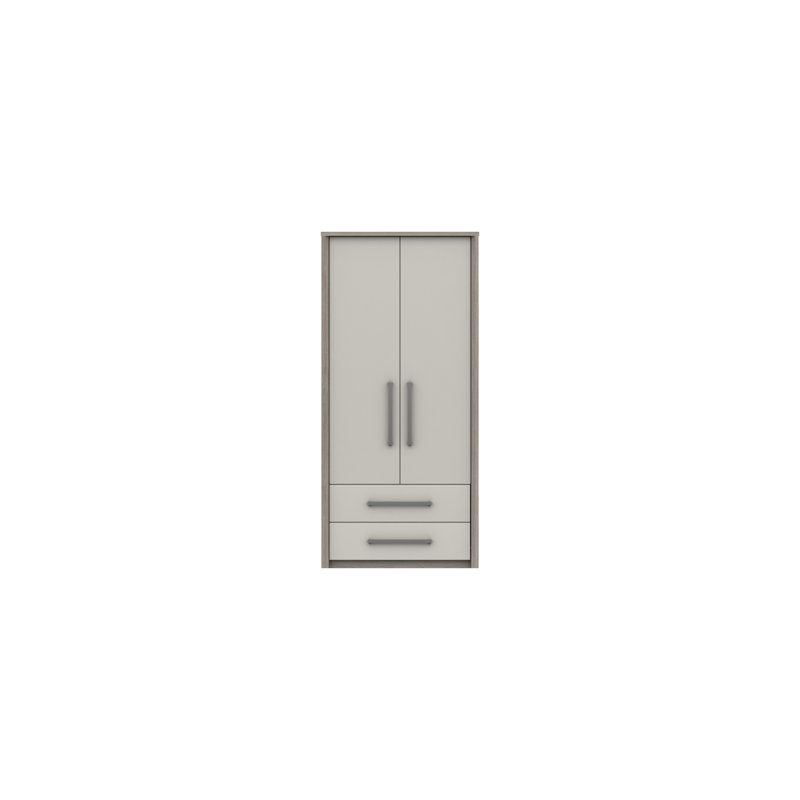 Colville 2 Door Manufactured Wood Wardrobe, Grey Oak/White Grey Gloss