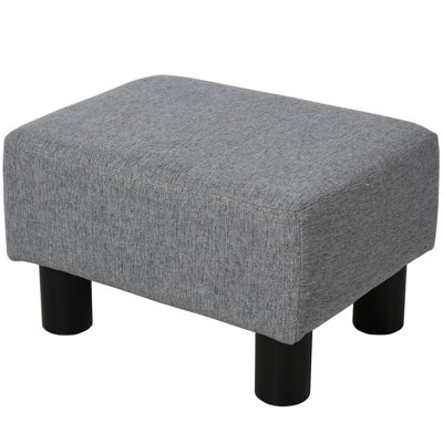 Ottoman Foot Rest, Small Foot Stool With Linen Fabric Upholstery And Plastic Legs, Cube Ottoman For Living Room, Gray