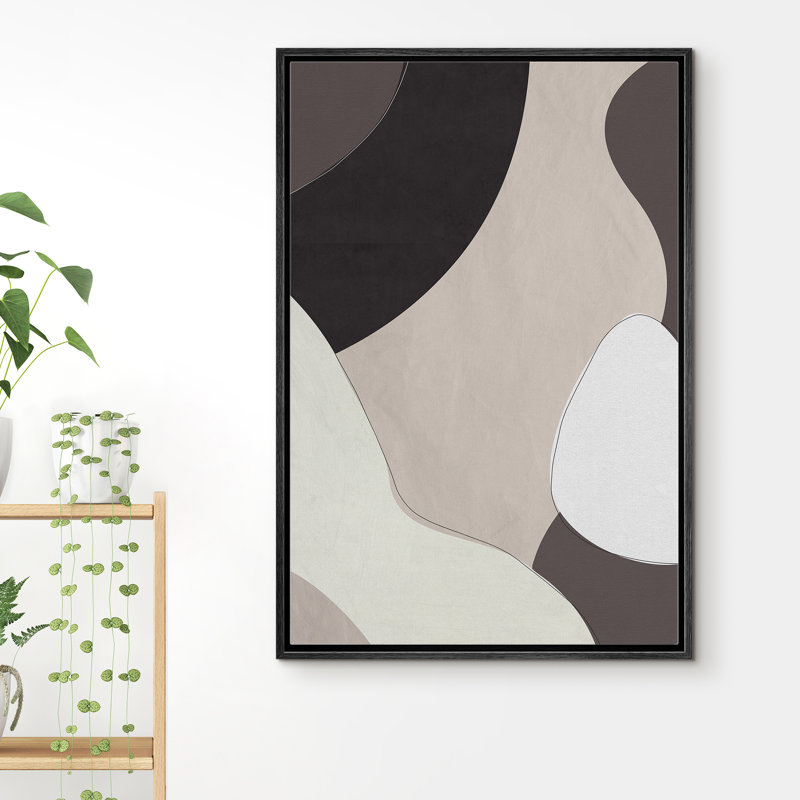 IDÉE4WALL abstrait alternant foncé et beige EVA10, H 36 po x l 24 po x P 1,5 po, Noir