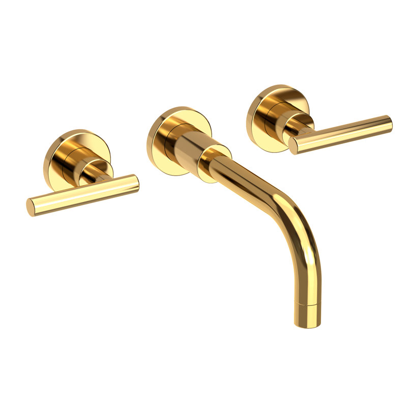 East Linear Wall Mount Bathroom Faucet, Uncoated Polished Brass (Living, non-returnable)