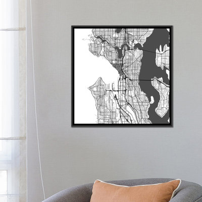 « seattle routes », impression sur toile tendue grise