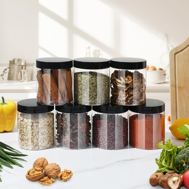 Bocaux en plastique avec couvercles, contenants en plastique de 16 oz avec couvercles de bocaux Mason