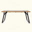 Table de salle à manger moderne et moderne en bois d'acacia avec conception à lattes et structure en fer durable pour une utilisation extérieure