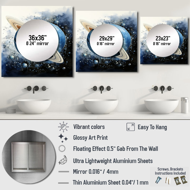 Loucas - Notre miroir solaire décoratif carré pour chambre à coucher, 23 po x 23 po